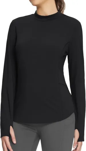 baleaf Women's Thermal Tops Fleece Lined Shirts Long Sleeve Cold Weather Running Gear Workout Zipper Pocket Thumbholes