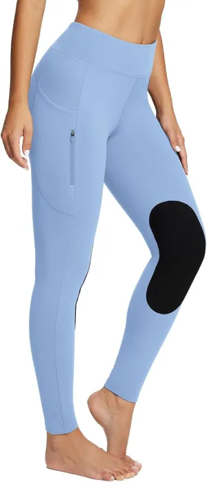 baleaf Women's Winter Riding Pants Horse Breeches Knee-Patch Fleece Horseback Equestrian Tights Pockets Leggings
