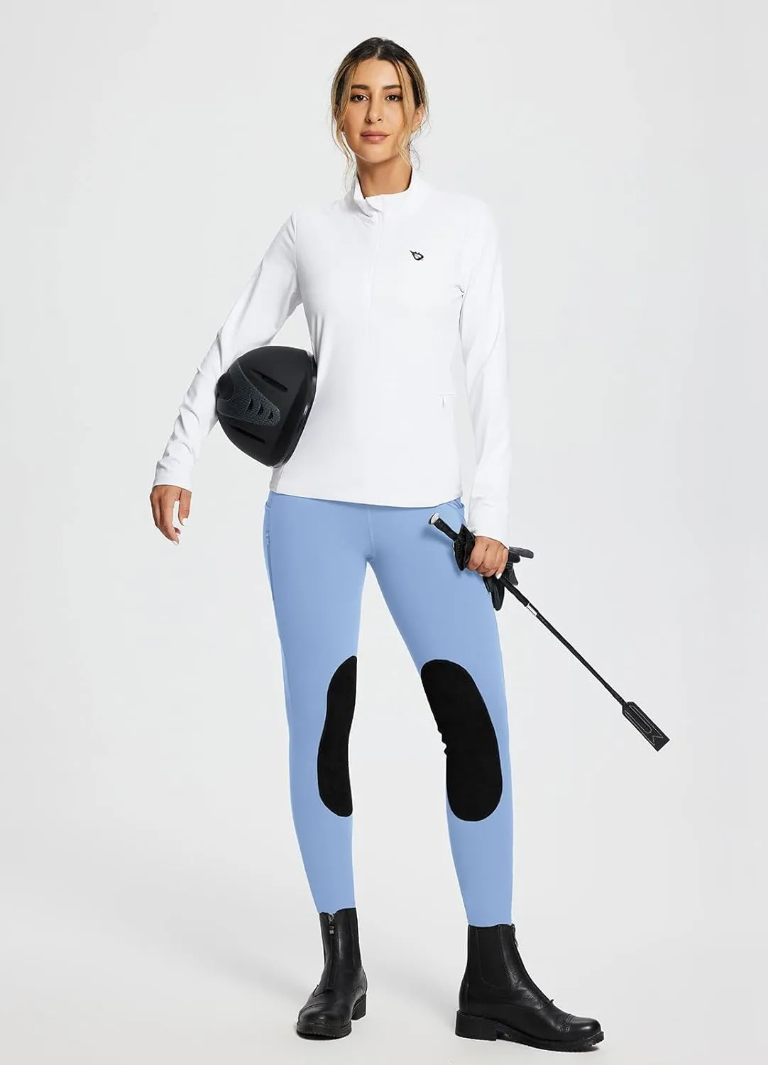 baleaf Women's Winter Riding Pants Horse Breeches Knee-Patch Fleece Horseback Equestrian Tights Pockets Leggings