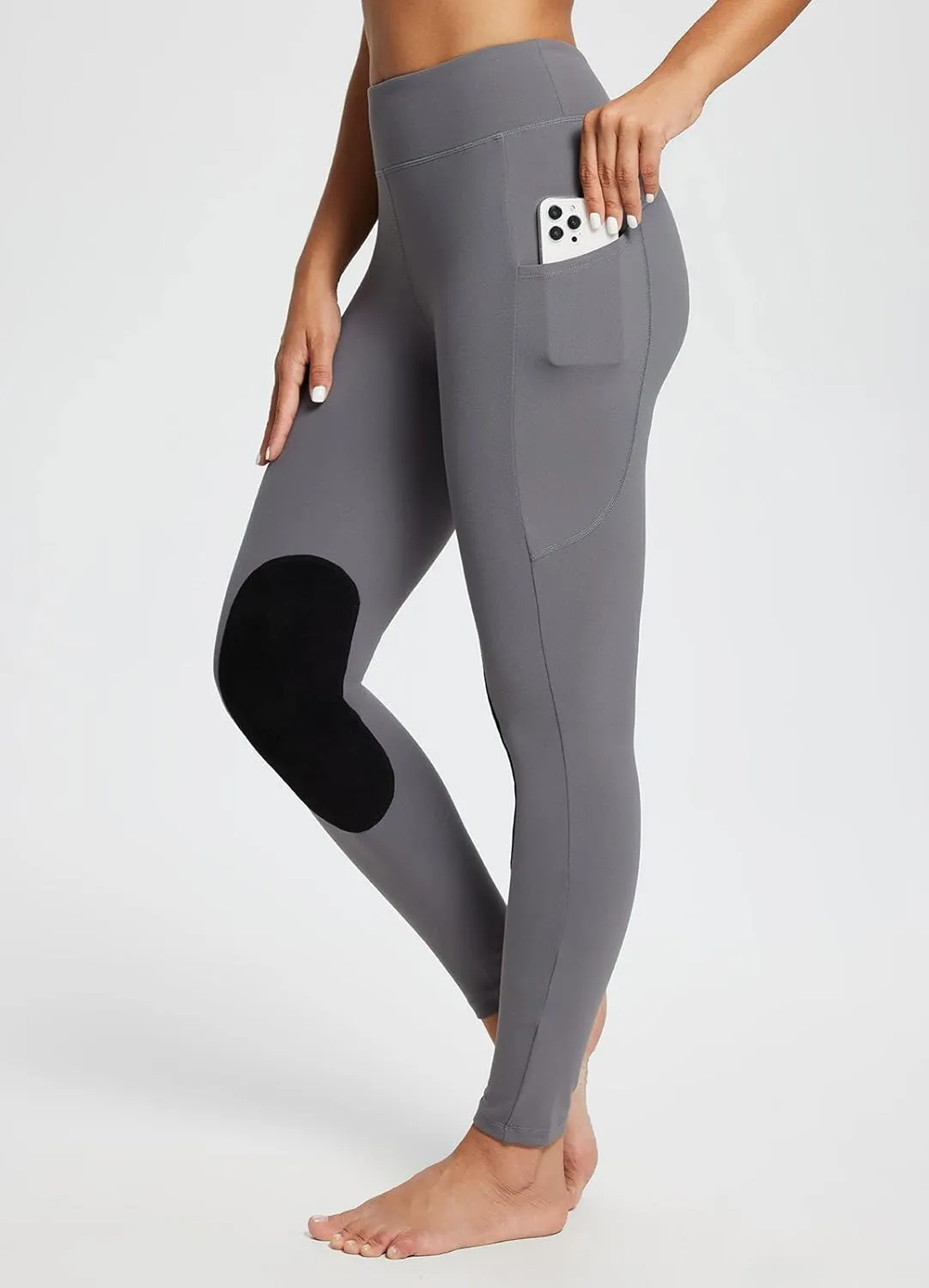 baleaf Women's Winter Riding Pants Horse Breeches Knee-Patch Fleece Horseback Equestrian Tights Pockets Leggings