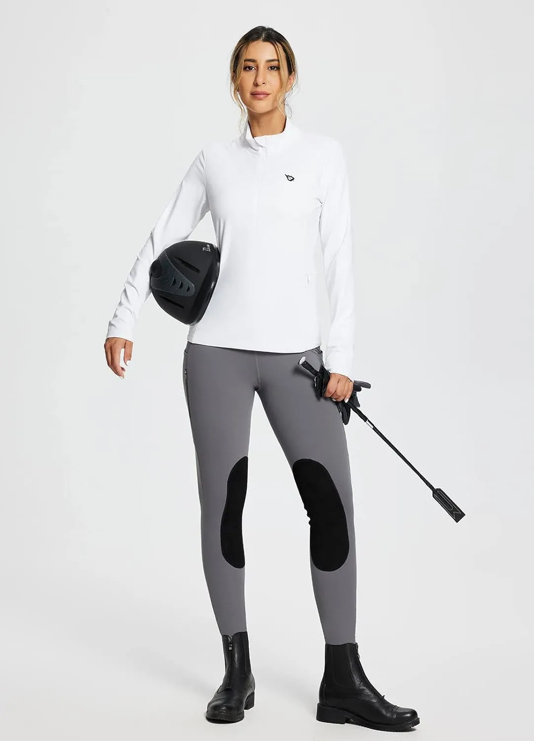 baleaf Women's Winter Riding Pants Horse Breeches Knee-Patch Fleece Horseback Equestrian Tights Pockets Leggings
