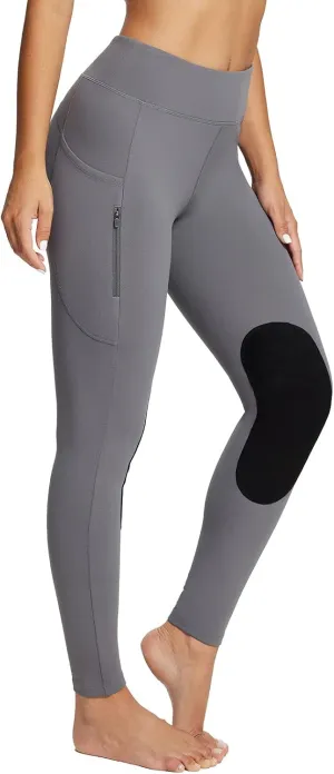 baleaf Women's Winter Riding Pants Horse Breeches Knee-Patch Fleece Horseback Equestrian Tights Pockets Leggings