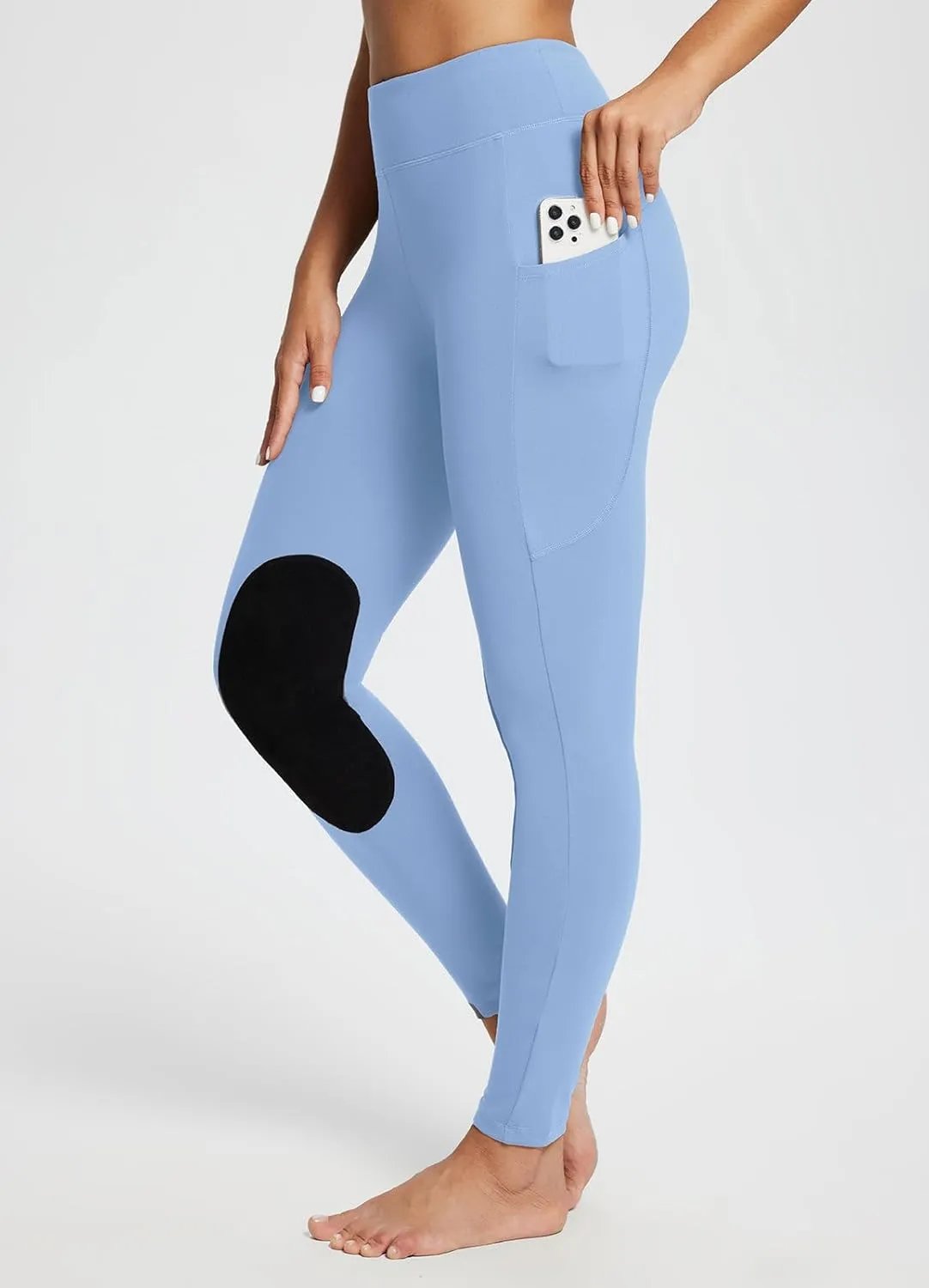 baleaf Women's Winter Riding Pants Horse Breeches Knee-Patch Fleece Horseback Equestrian Tights Pockets Leggings