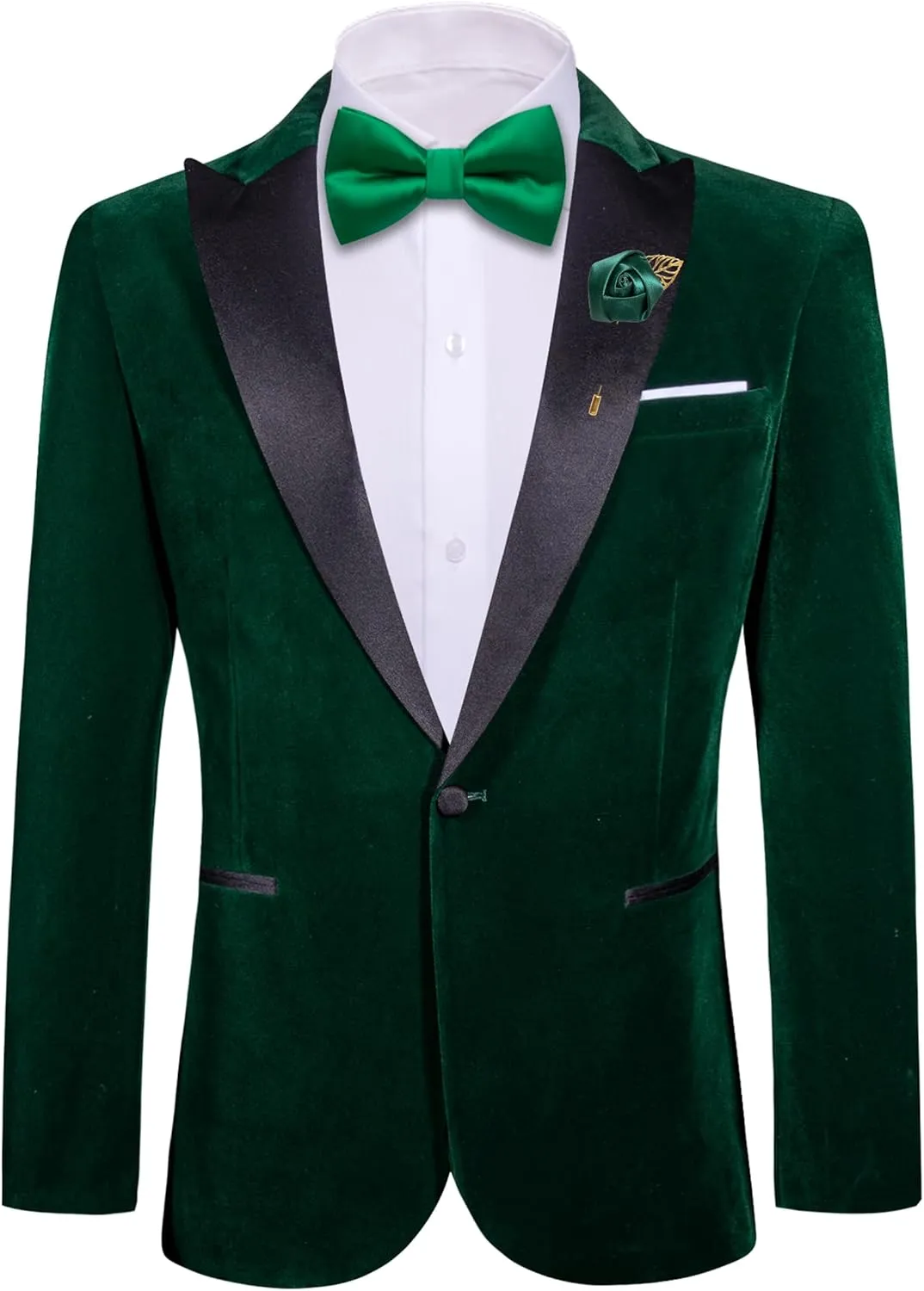 Barry.Wang Velvet Mens Blazer Mardi Gras Sport Coat Brooch Regular Fit Tuxedo Peaked Lapel Suit Jacket Carnival Parade