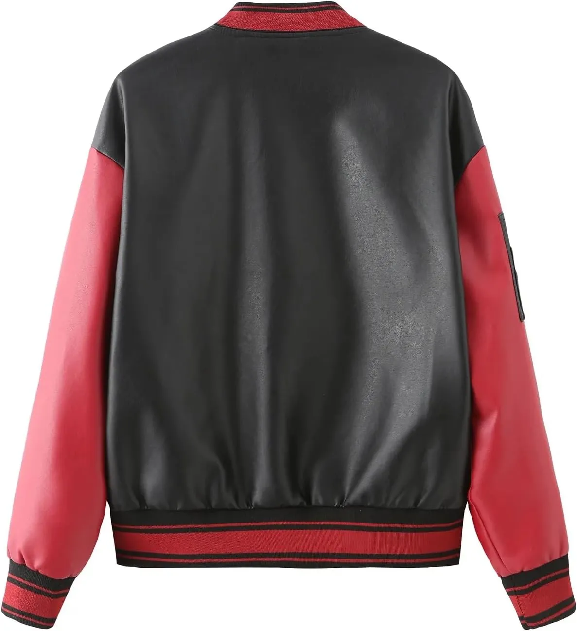 Baseball Bomber Jacket Women Patchwork Leather Jackets Spring Autumn Streetwear College Coats Loose Women Clothing