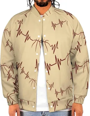 Basketball Heartbeat Lightweight Men's Baseball Jackets Relaxed Fit Varsity Bomber Jacket Windbreaker Coat