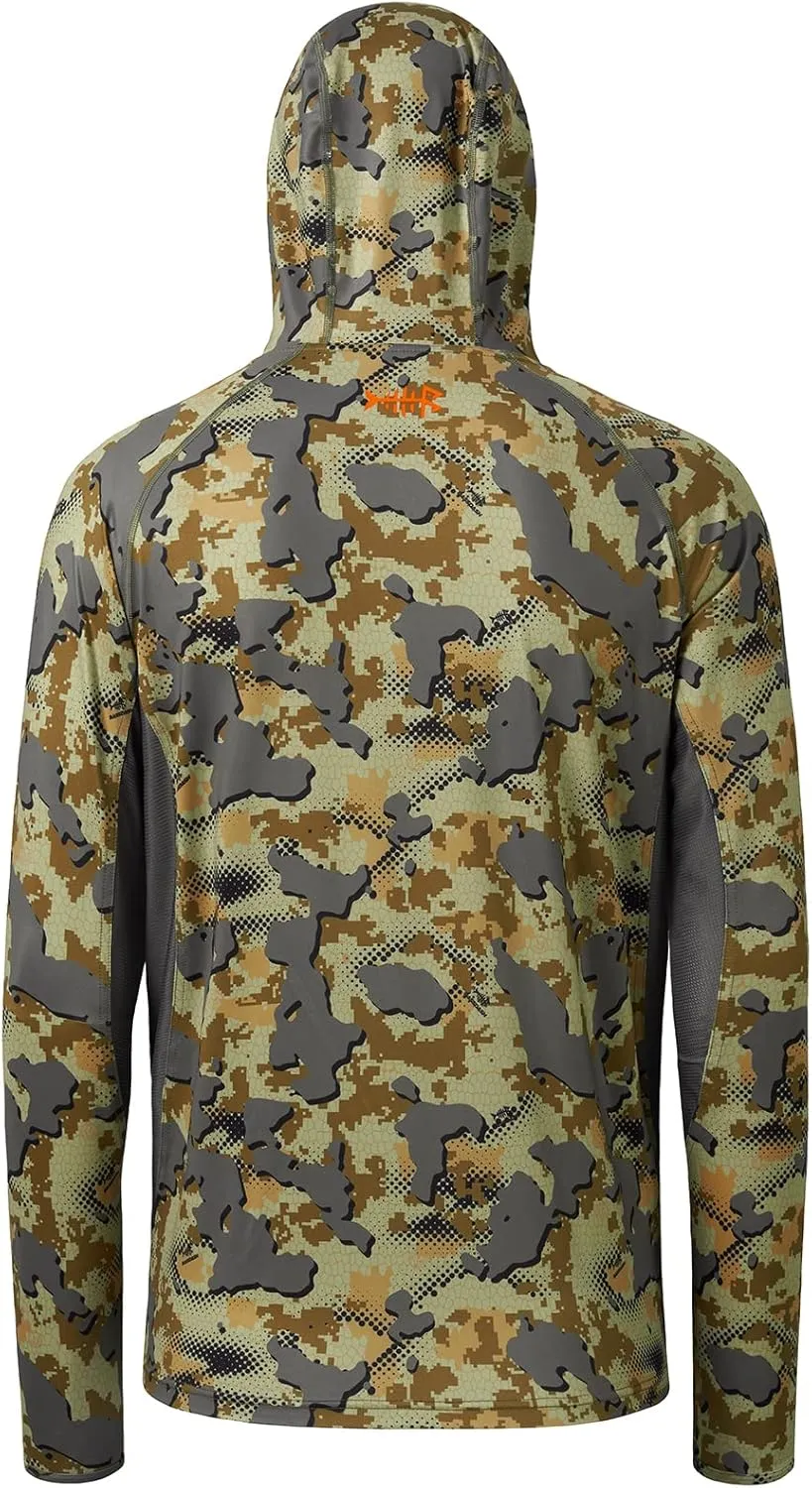 BASSDASH UPF 50  Mens Hunting Shirts with Mask Long Sleeve Camo Fishing Hoodie