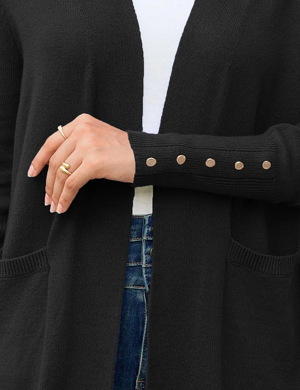 BB&KK Women's Cardigan Sweaters Button Cuff Long Sleeve Knit Open Front Jacket Casual Fall Coat with Pockets