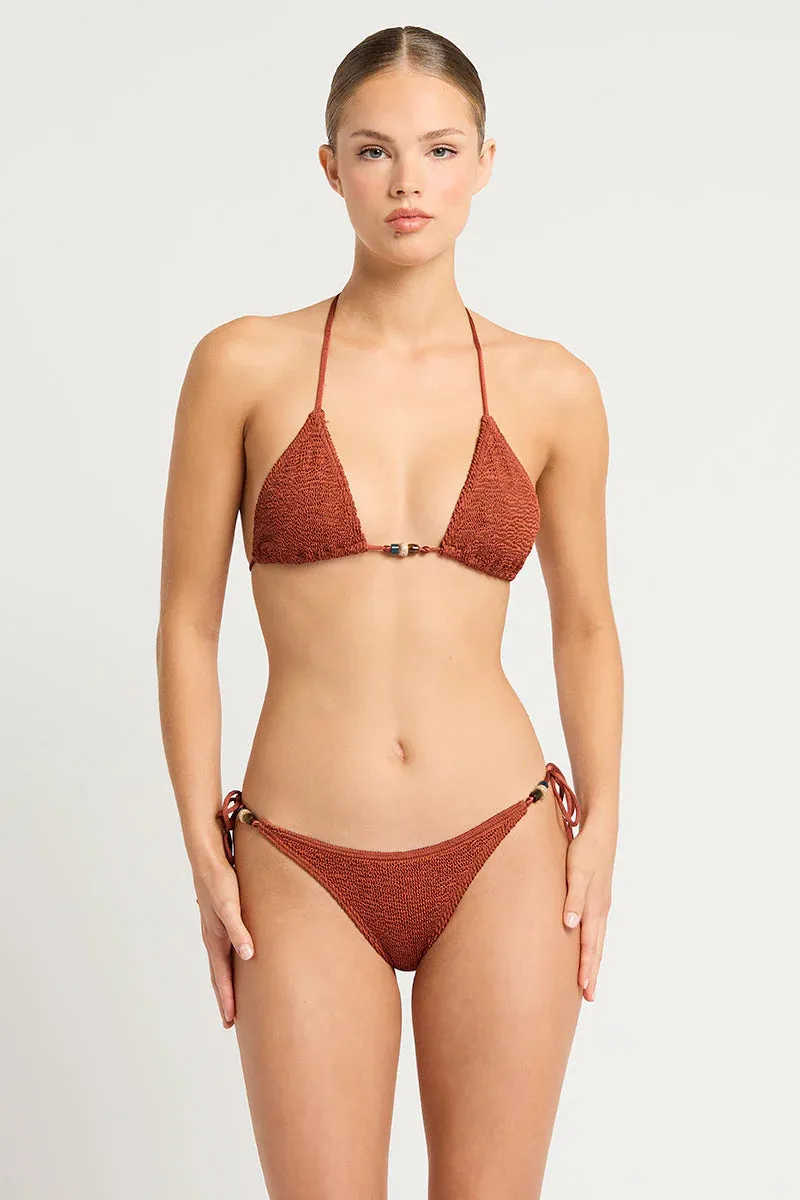 Beaded Tie Side Vista Brief -Bronze Shimmer