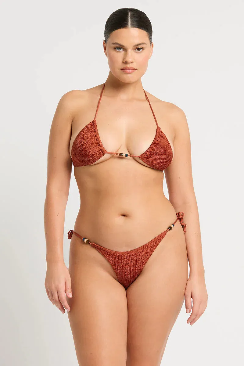 Beaded Tie Side Vista Brief -Bronze Shimmer