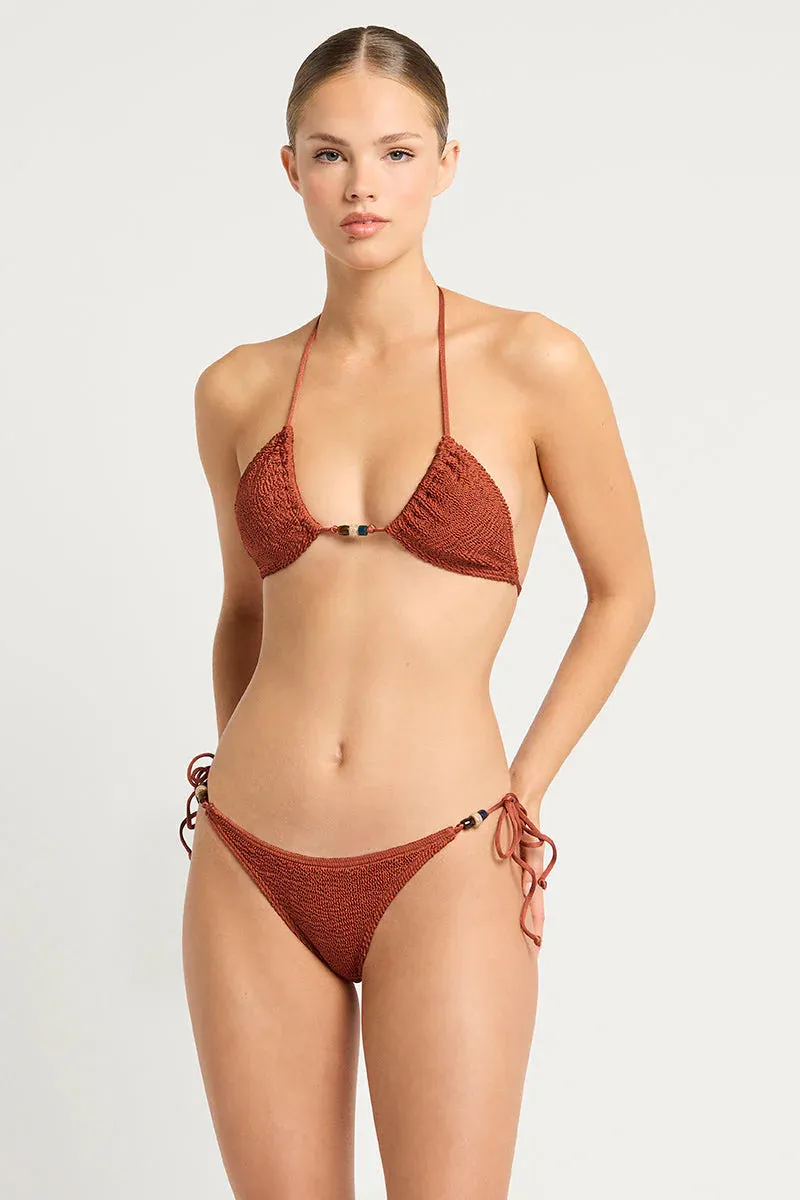 Beaded Tie Side Vista Brief -Bronze Shimmer