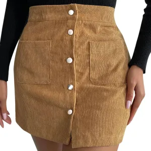 Bed Skirt for Adjustable Bed Women's Short Skirt Solid High Waist Zipper Autumn Winter Skirt Corduroy Hip Wrap