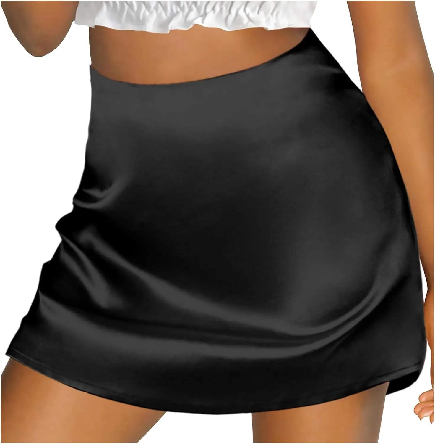 Bed Skirt Full Women's Mini A Line Skirt Skirt High Waist Zipper Satin Ribbon Lined Skirt Skirt Womens Vintage