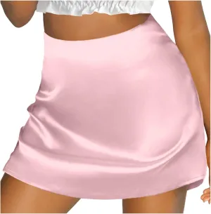 Bed Skirt Full Women's Mini A Line Skirt Skirt High Waist Zipper Satin Ribbon Lined Skirt Skirt Womens Vintage