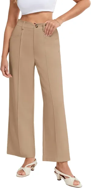 Belle Poque Women's Business Casual Pants High Waisted Wide Leg Work Pants for Women with Pockets