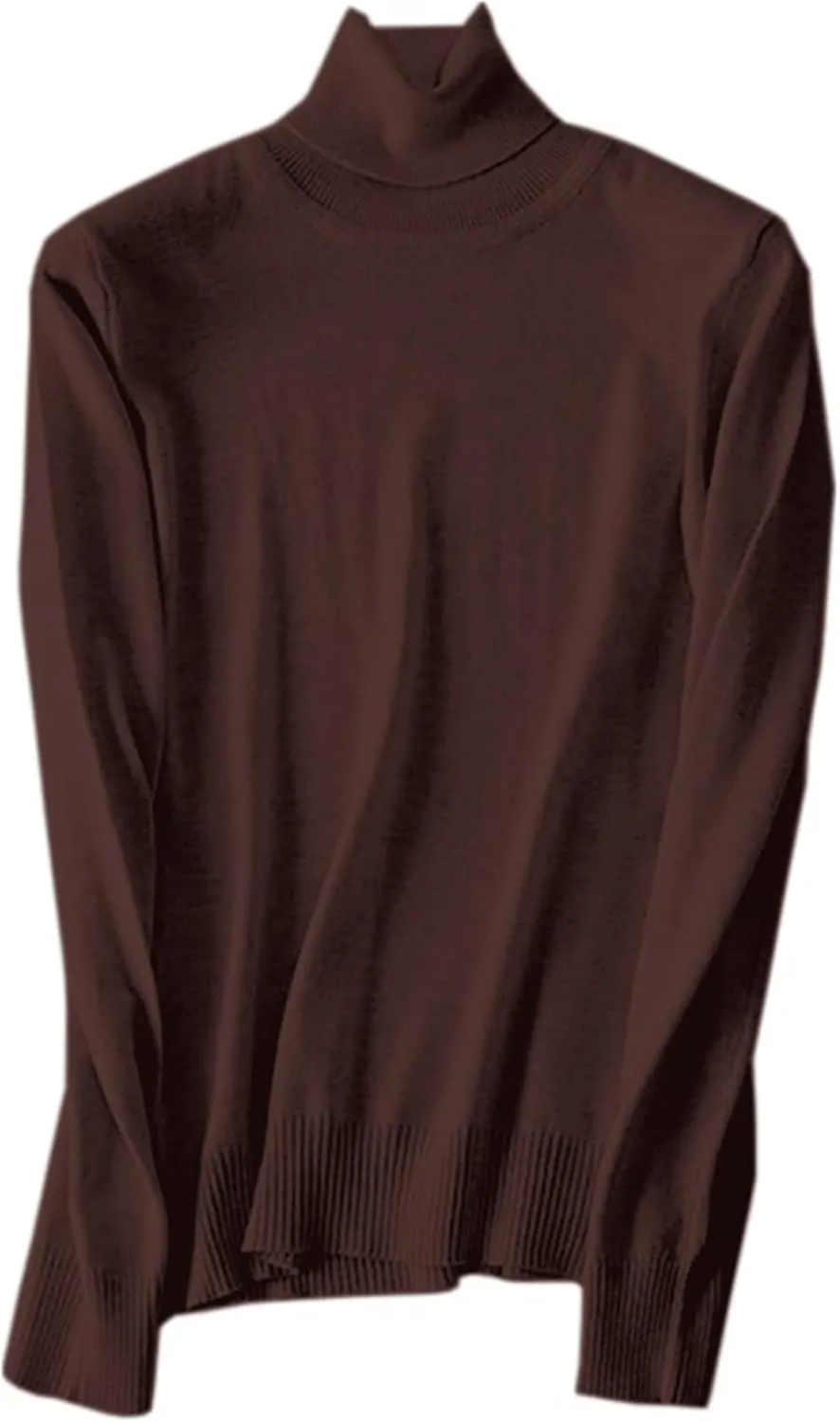 Betusline Women Basic Solid Slim Fit Turtleneck Sweater Pullover