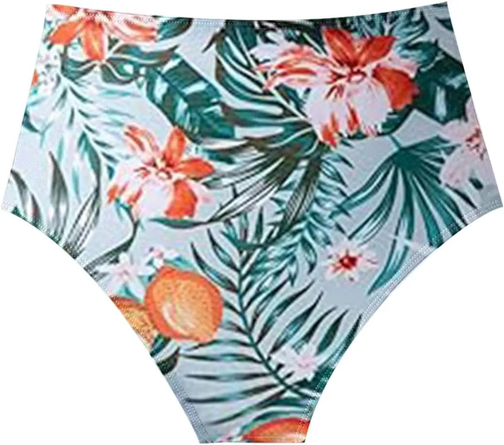 Bikini Set for Women Swimsuits 2025 Ruffle Tops and Floral Bottoms Swim Suit Bathing Suit Two Piece Tankini Swimsuits