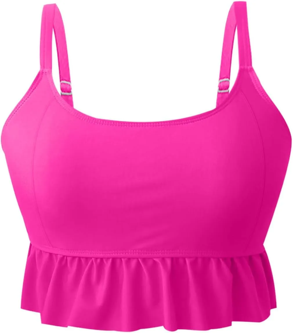 Bikini Set for Women Swimsuits 2025 Ruffle Tops and Floral Bottoms Swim Suit Bathing Suit Two Piece Tankini Swimsuits