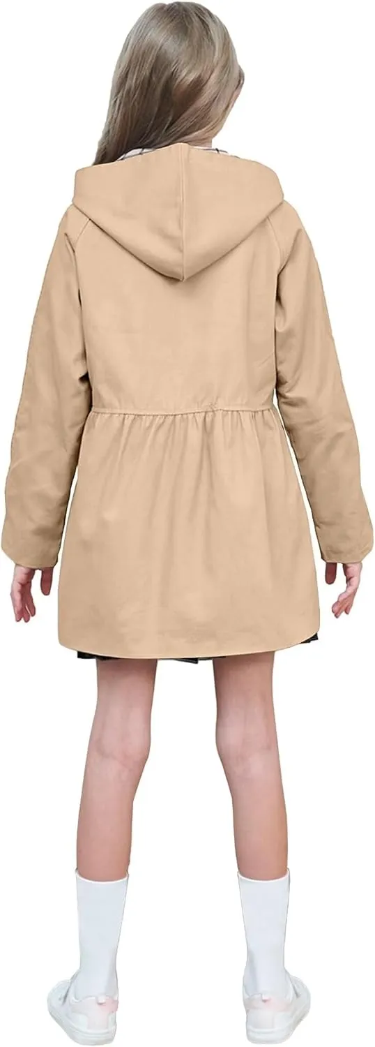 BINPAW Girl's Hooded Trench Coat