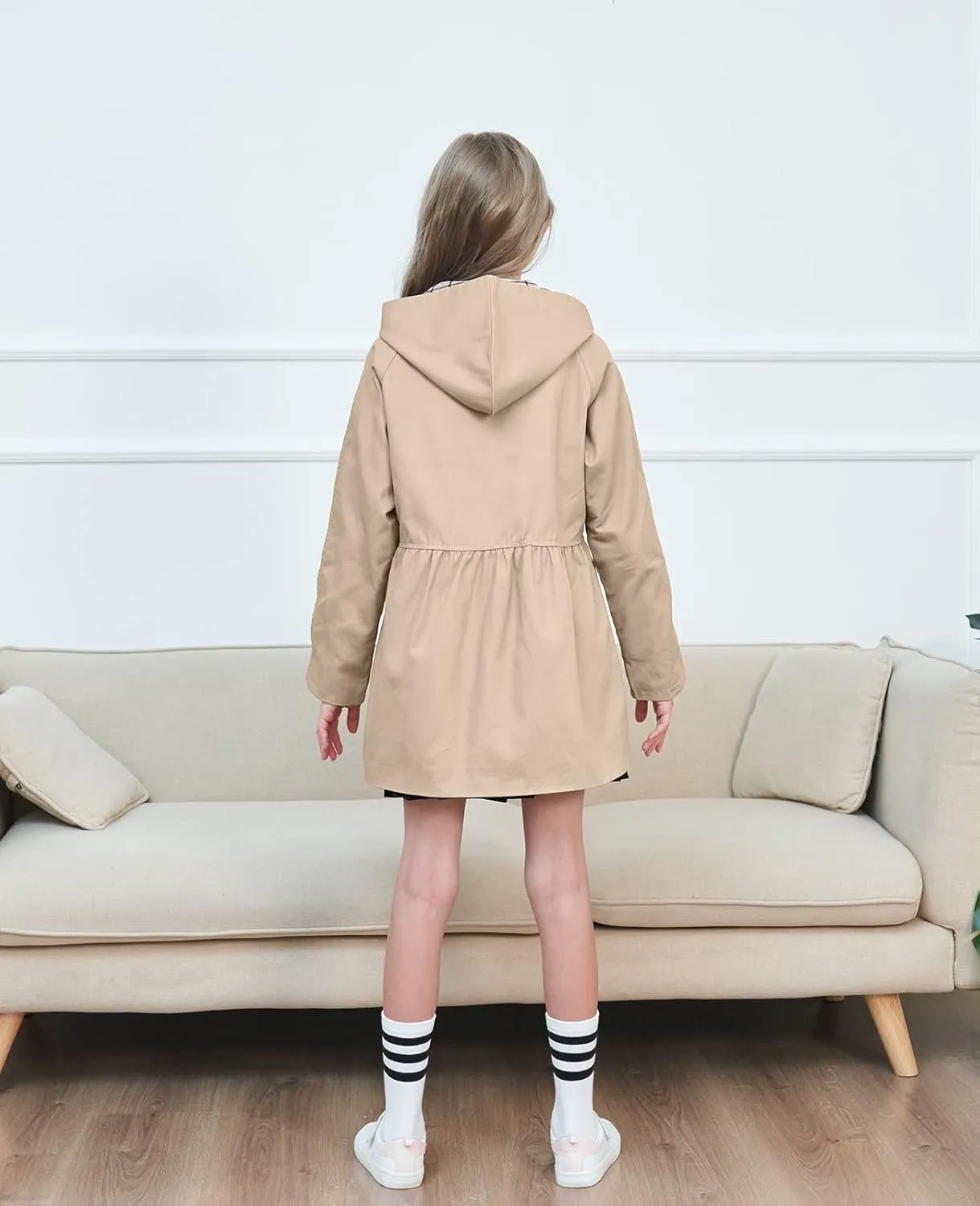 BINPAW Girl's Hooded Trench Coat
