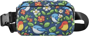 Birds Cartoon Fanny Pack Water Resistant, Women Men Waist Pack Sling Bag Purse for Travel Hiking