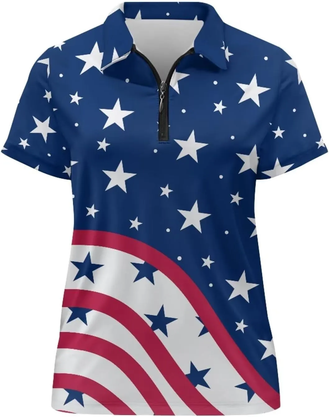 Biyejit Womens Golf Polo Shirts 1/4 Zip Up Short Sleeve Quick Dry Workout Tops Sun Protection Tennis Shirts Slim Fit