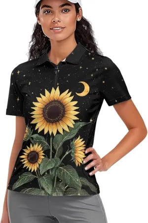 Biyejit Womens Golf Polo Shirts 1/4 Zip Up Short Sleeve Quick Dry Workout Tops Sun Protection Tennis Shirts Slim Fit