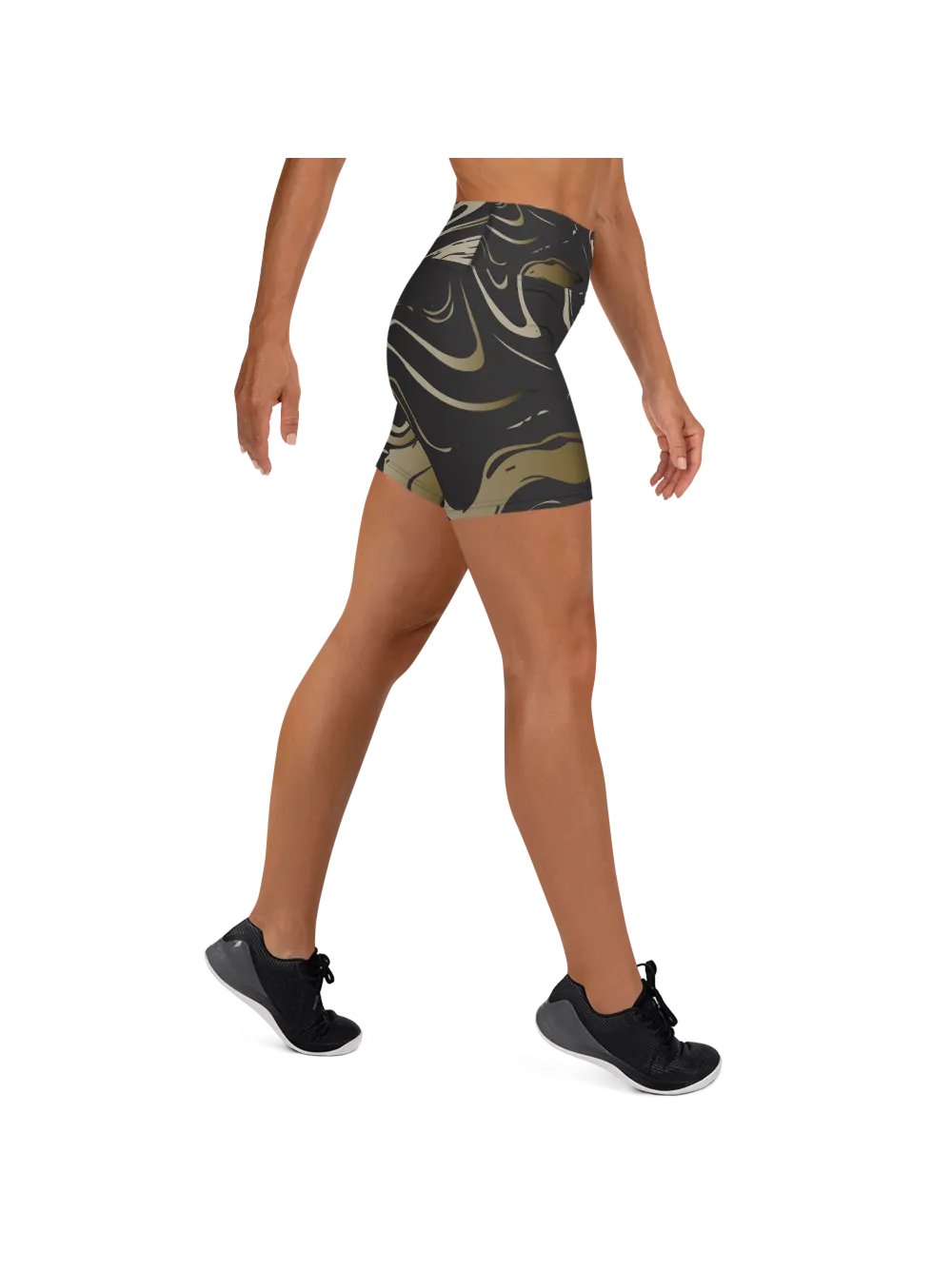 Black and Gold Marble Yoga Shorts
