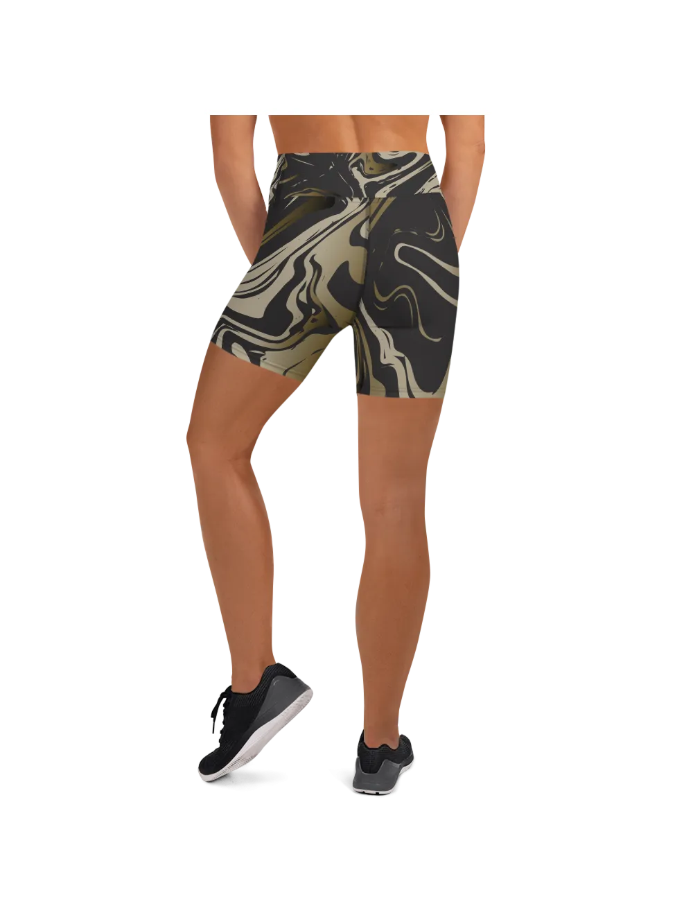 Black and Gold Marble Yoga Shorts