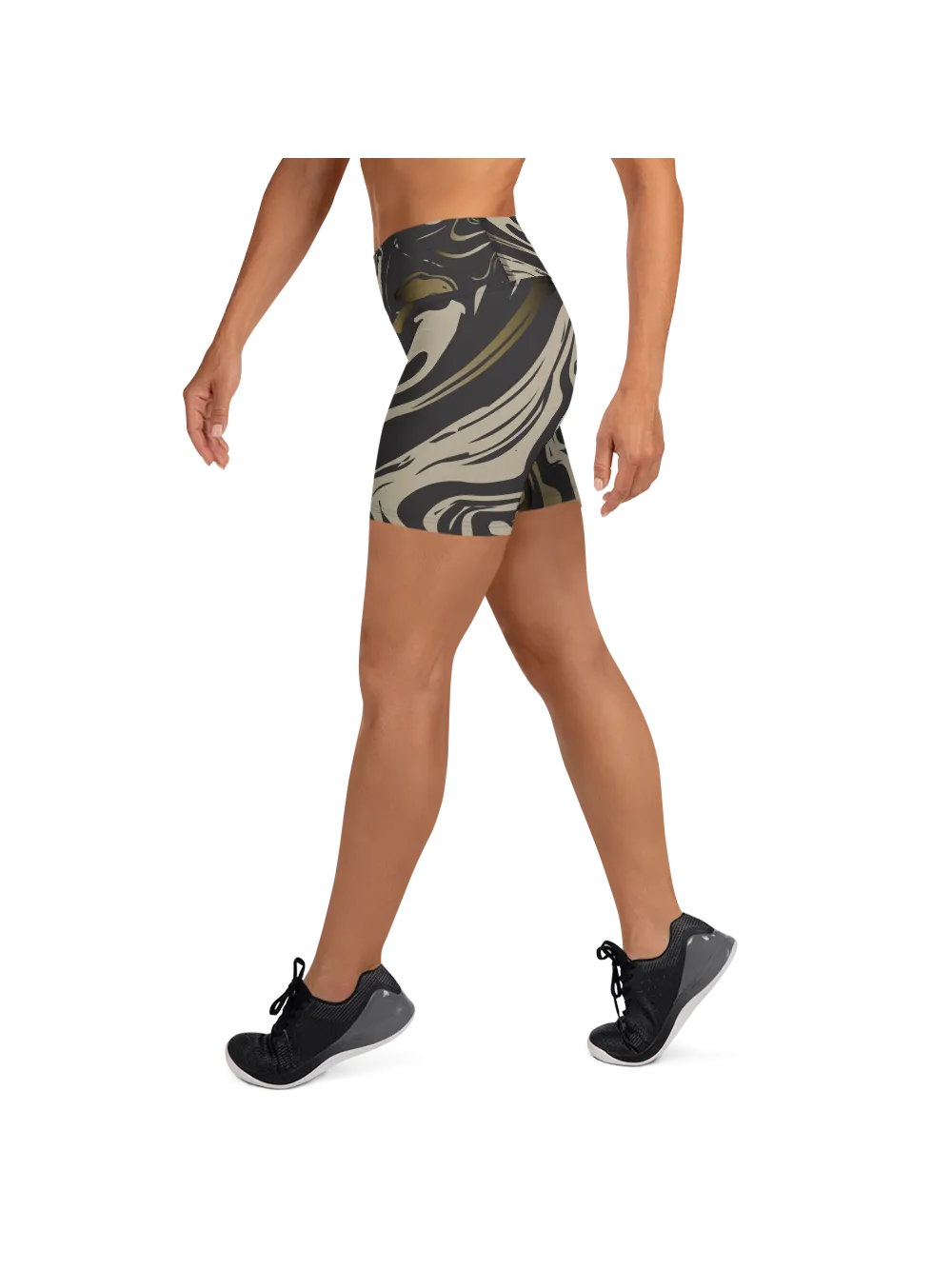 Black and Gold Marble Yoga Shorts