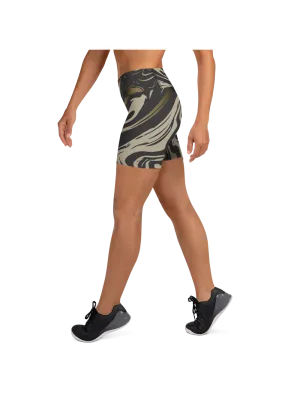 Black and Gold Marble Yoga Shorts