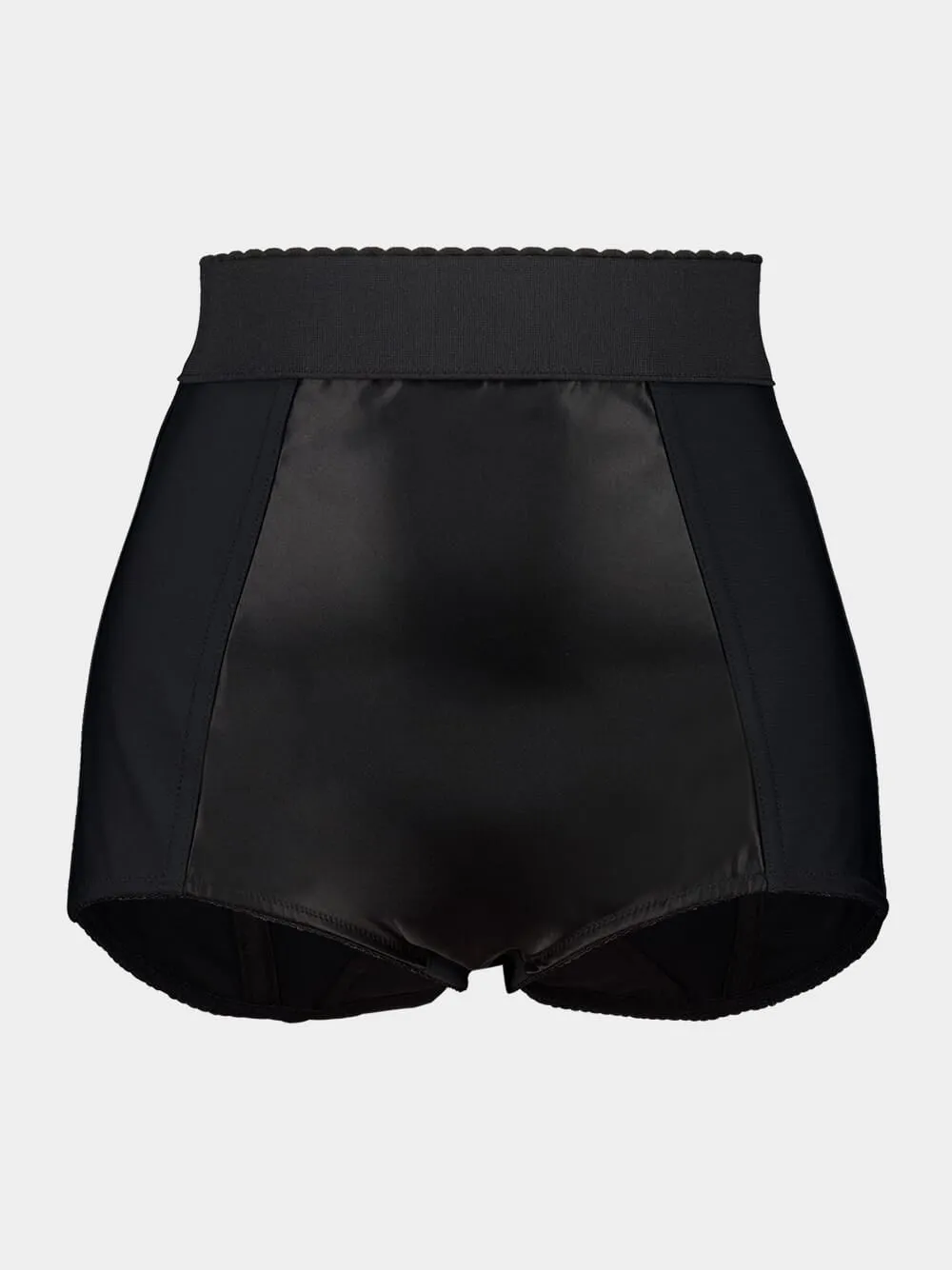 Black High-Waisted Satin Panties Shorts