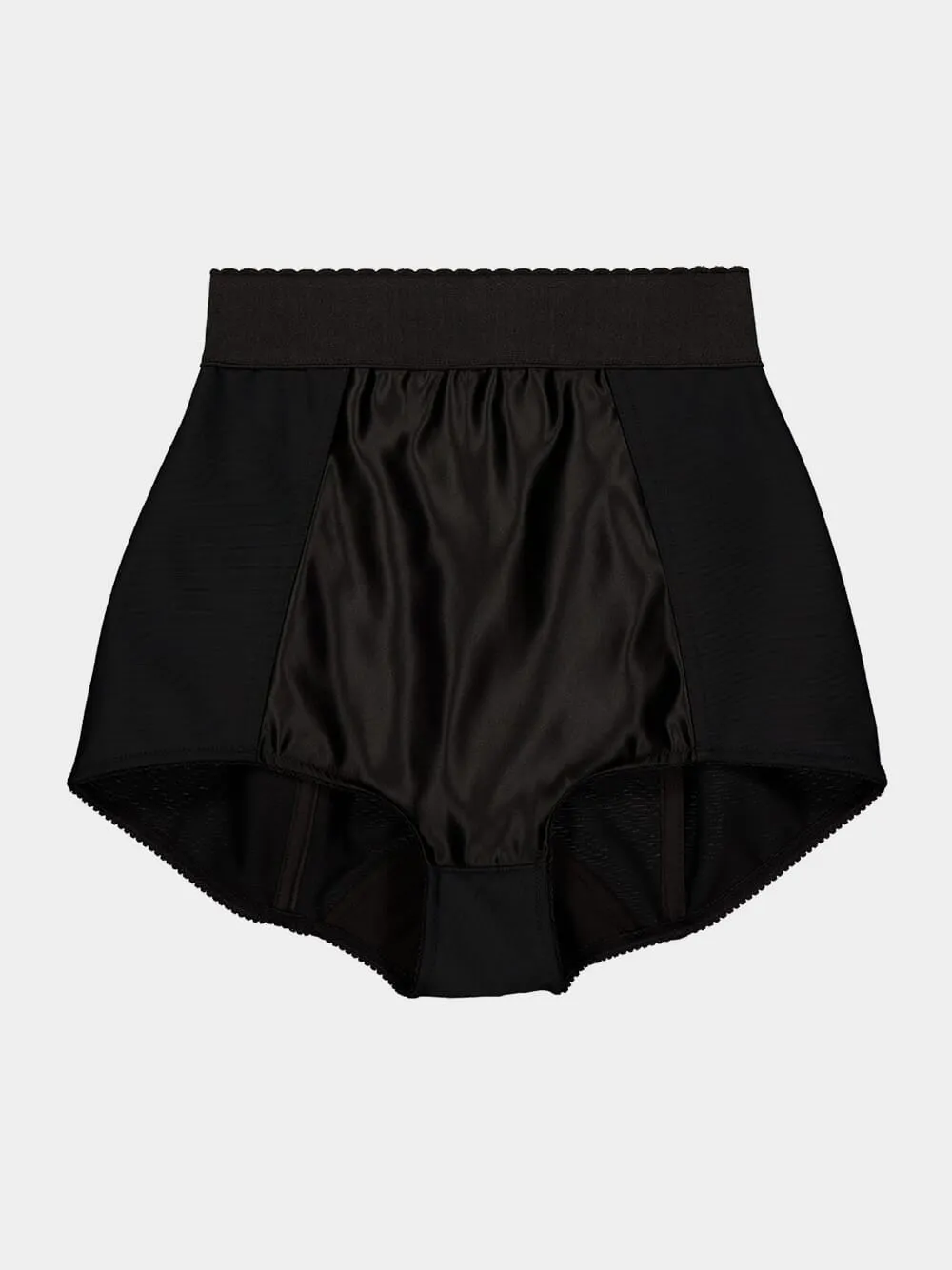 Black High-Waisted Satin Panties Shorts