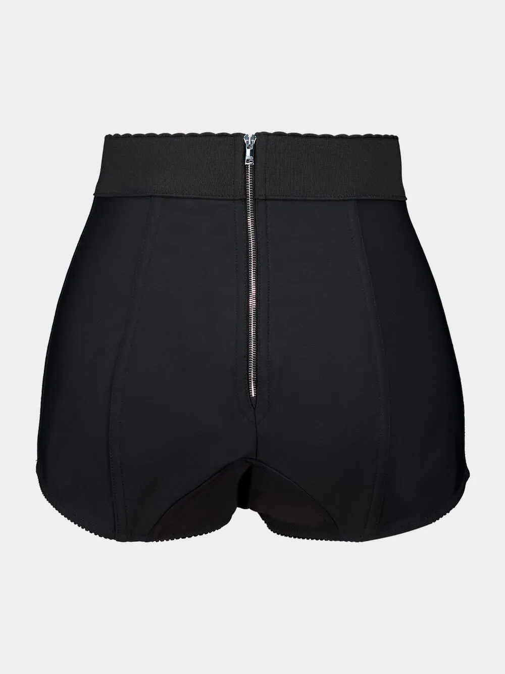 Black High-Waisted Satin Panties Shorts
