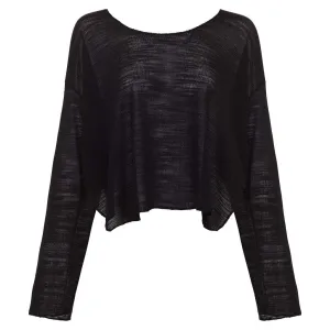 Black Sheer Long Sleeve Crop Top