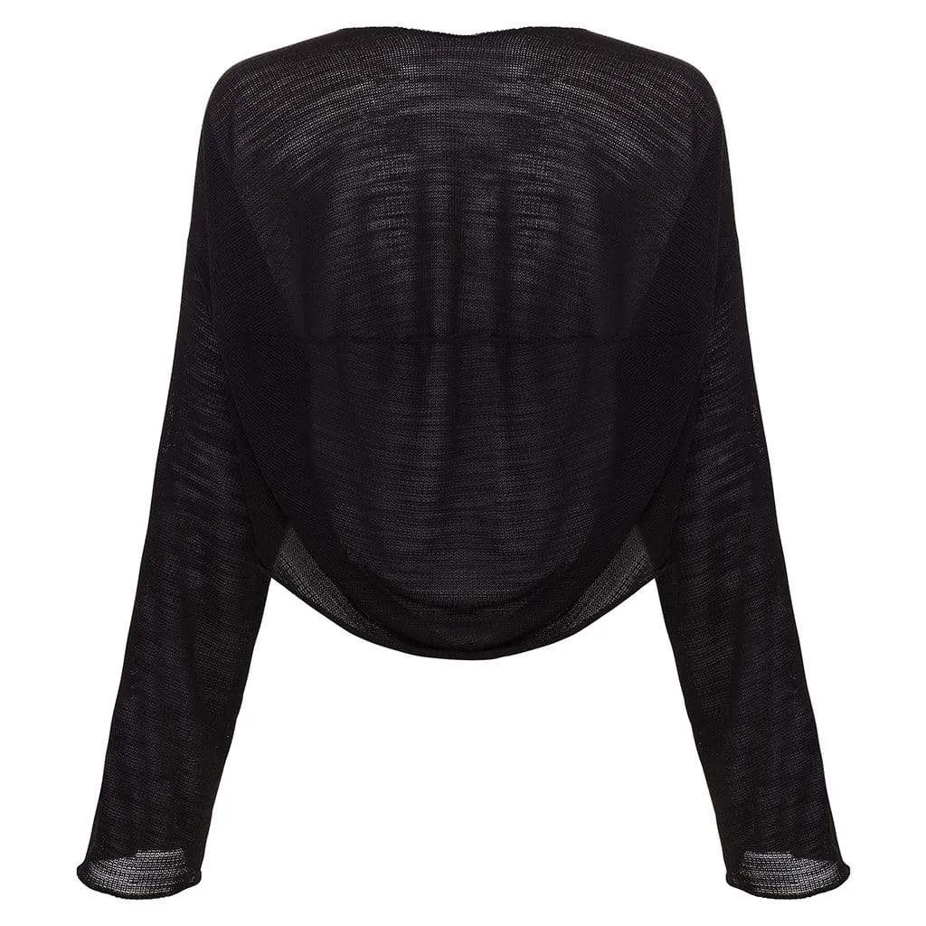 Black Sheer Long Sleeve Crop Top