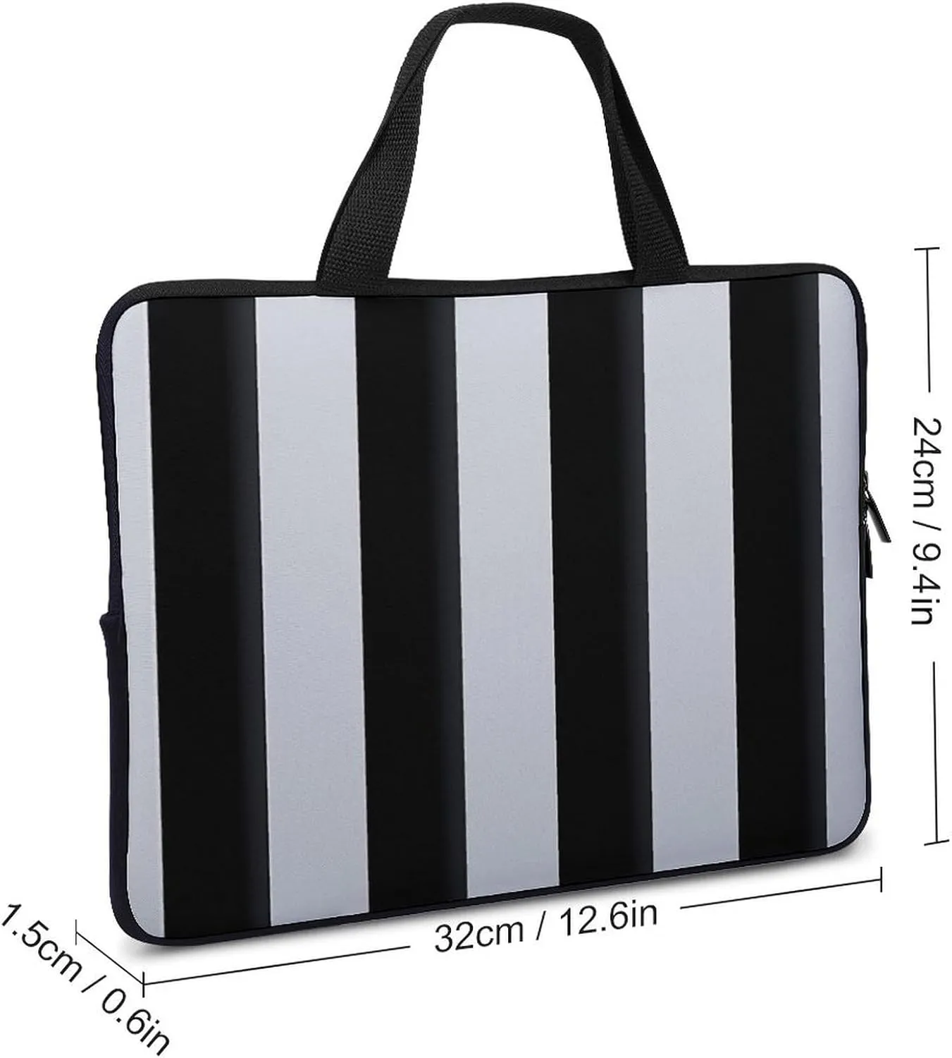 Black White Stripes Laptop Bag Durable Laptop Sleeve Water-Resistant Notebook Bag for Computer Or Tablet
