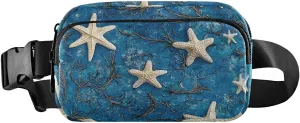 Blue Starfish Fanny Pack Water Resistant, Women Men Waist Pack Sling Bag Purse for Travel Hiking