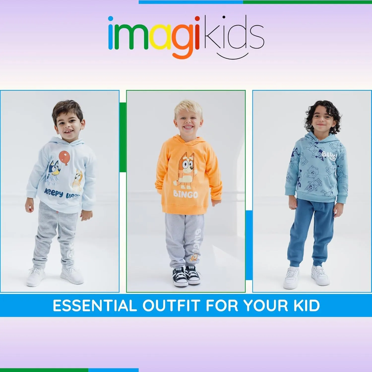 Bluey Fleece Pullover Hoodie and Pants Outfit Set Toddler to Little Kid Sizes (2T - 7-8)