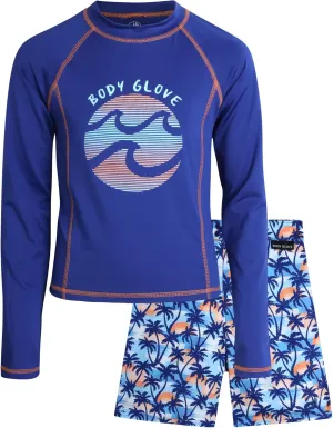 Body Glove Boys Rash Guard Set - UPF 50  Swim Shirt and Bathing Suit Trunks - Swimwear Set for Boys (4-12)