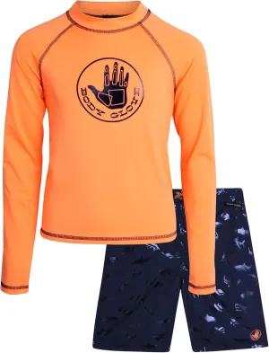 Body Glove Boys Rash Guard Set - UPF 50  Swim Shirt and Bathing Suit Trunks - Swimwear Set for Boys (4-12)