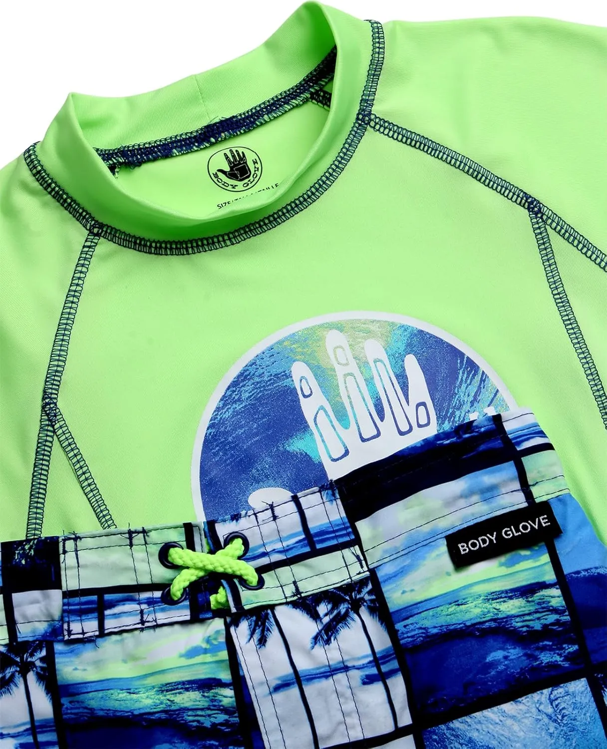 Body Glove Boys Rash Guard Set - UPF 50  Swim Shirt and Bathing Suit Trunks - Swimwear Set for Boys (4-12)