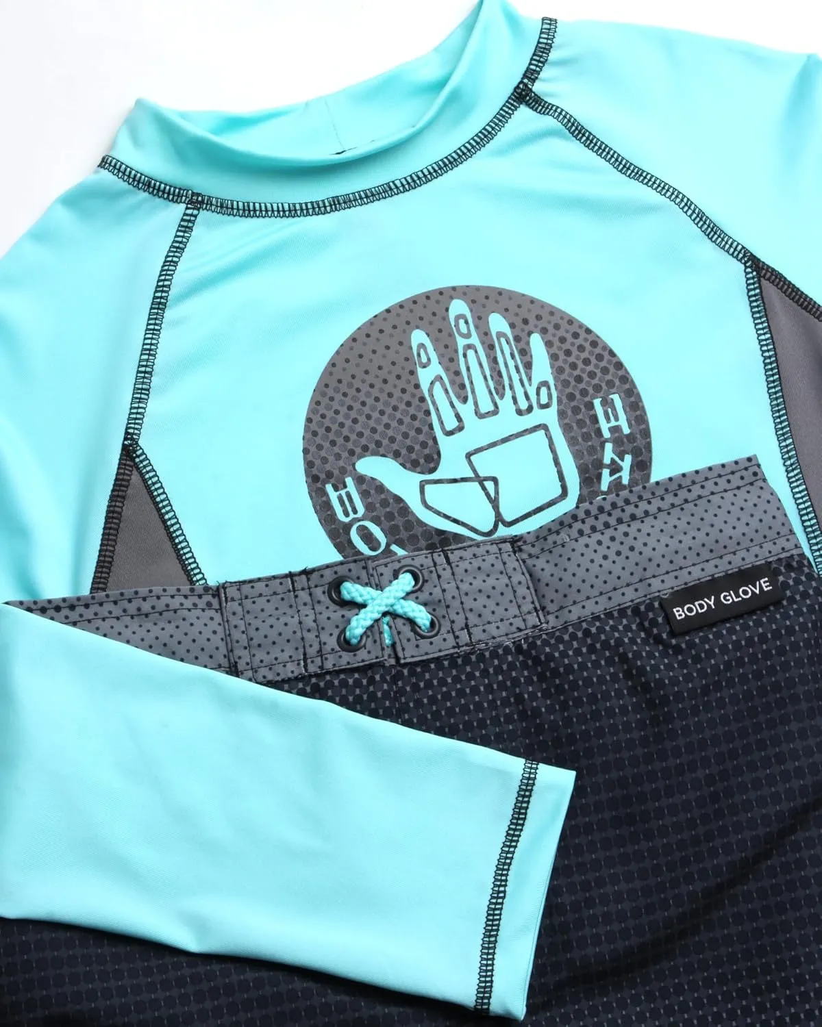 Body Glove Boys' Rash Guard Swim Set - 2 Piece UPF 50  Swim Shirt and Bathing Suit Trunk for Boys (4-12)