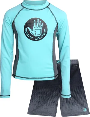 Body Glove Boys' Rash Guard Swim Set - 2 Piece UPF 50  Swim Shirt and Bathing Suit Trunk for Boys (4-12)