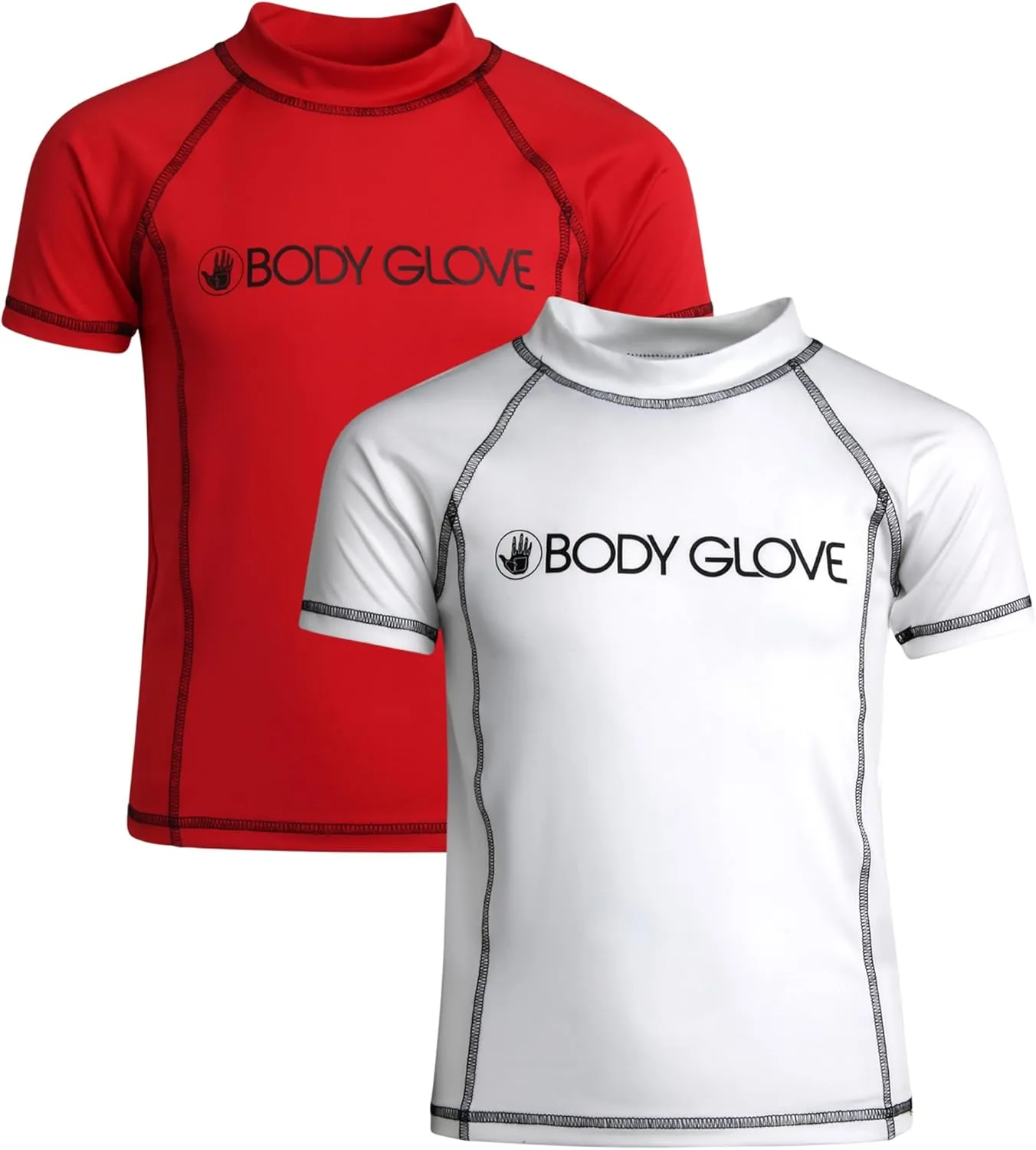 Body Glove Boys Swim Shirt - 2 Pack UPF 50  Quick Dry Sun Protection Short Sleeve Rash Guard for Boys Kids Swimwear (2T-14)