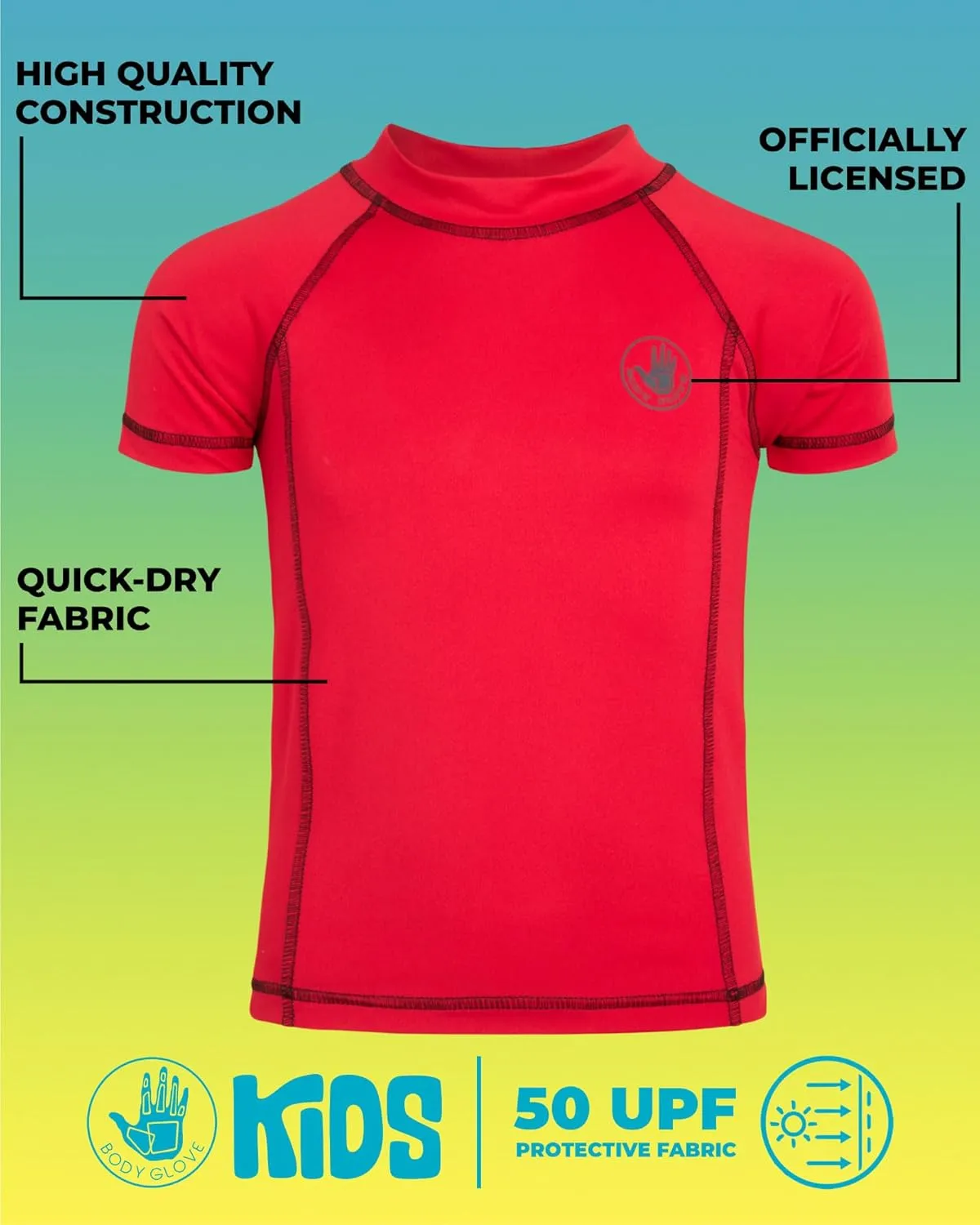 Body Glove Boys Swim Shirt - 2 Pack UPF 50  Quick Dry Sun Protection Short Sleeve Rash Guard for Boys Kids Swimwear (2T-14)