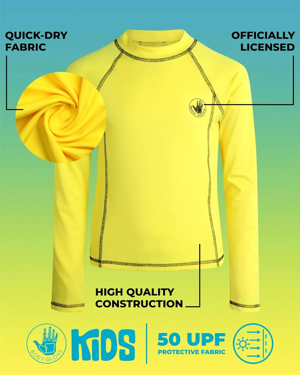 Body Glove Boys Swim Shirt - 2 Pack UPF 50  Sun Protection Quicky Dry Long Sleeve Rash Guard for Boys Kids Swimwear (2T-14)