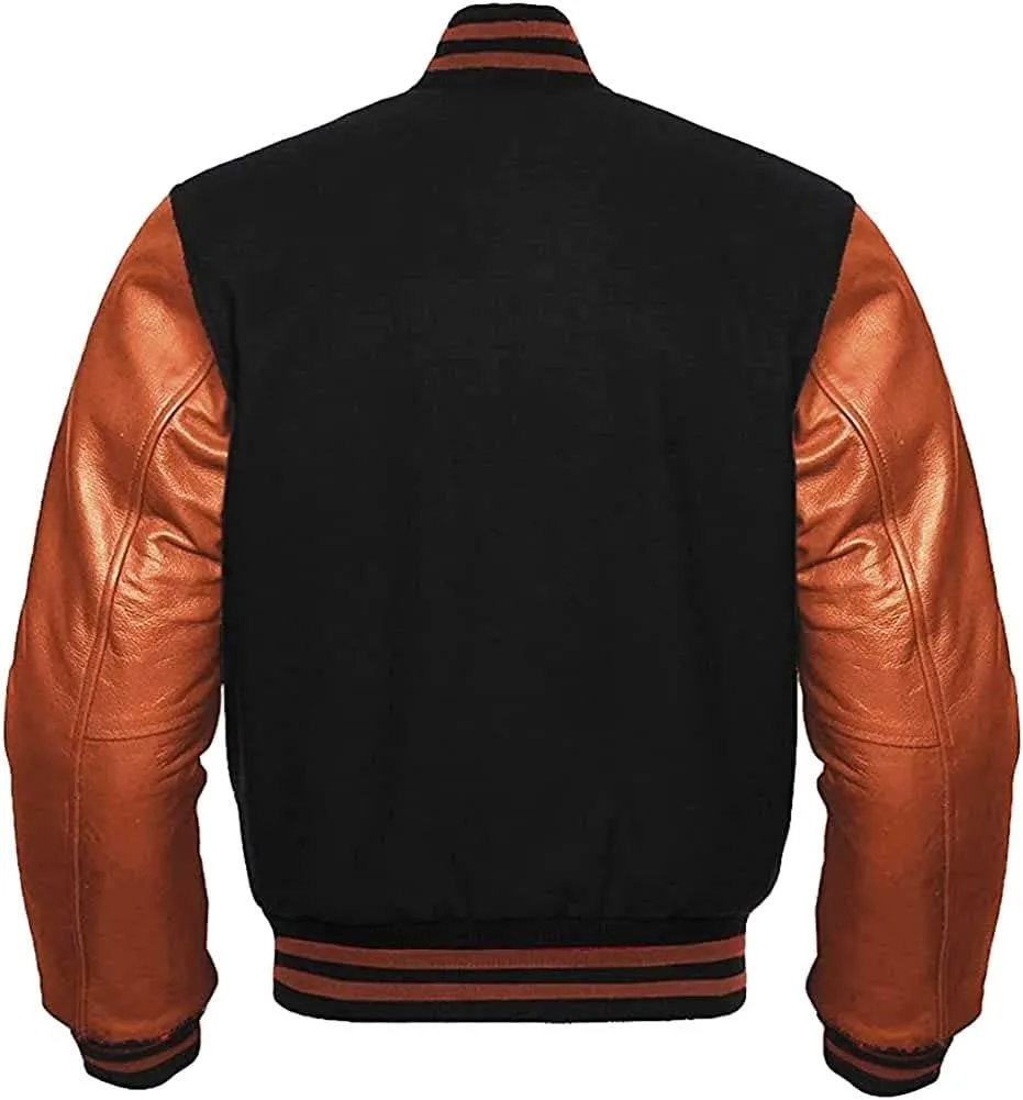 Bomber Varsity Jacket Letterman Baseball Jacket School College Wool Body and Cowhide Leather Sleeves XS - 4XL