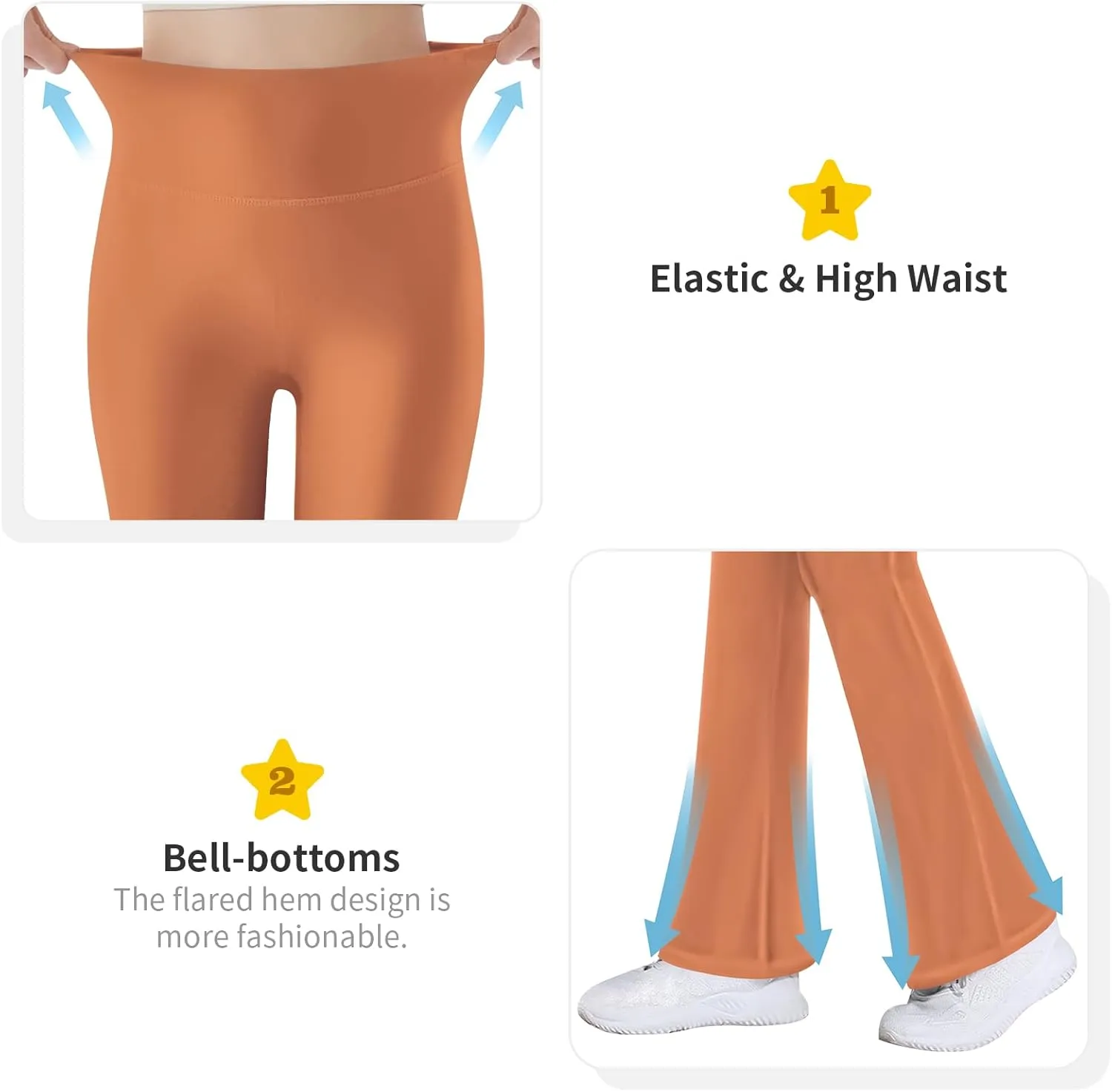 Bootcut Leggings for Girls High Waist Soft Stretch Women Yoga Pants Teen Dance Running Black Pink Dark Blue Maroon White