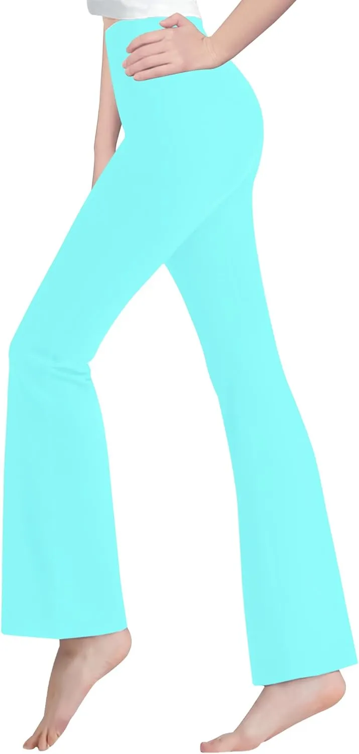 Bootcut Leggings for Girls High Waist Soft Stretch Women Yoga Pants Teen Dance Running Black Pink Dark Blue Maroon White
